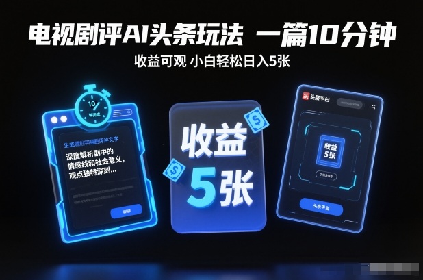 电视剧评AI头条玩法，一篇10分钟，收益可观，小白轻松日入5张+【独家】凯哥轻创网-轻创网-创业网-网创项目资源站-副业项目-创业项目-搞钱项目凯哥轻创网
