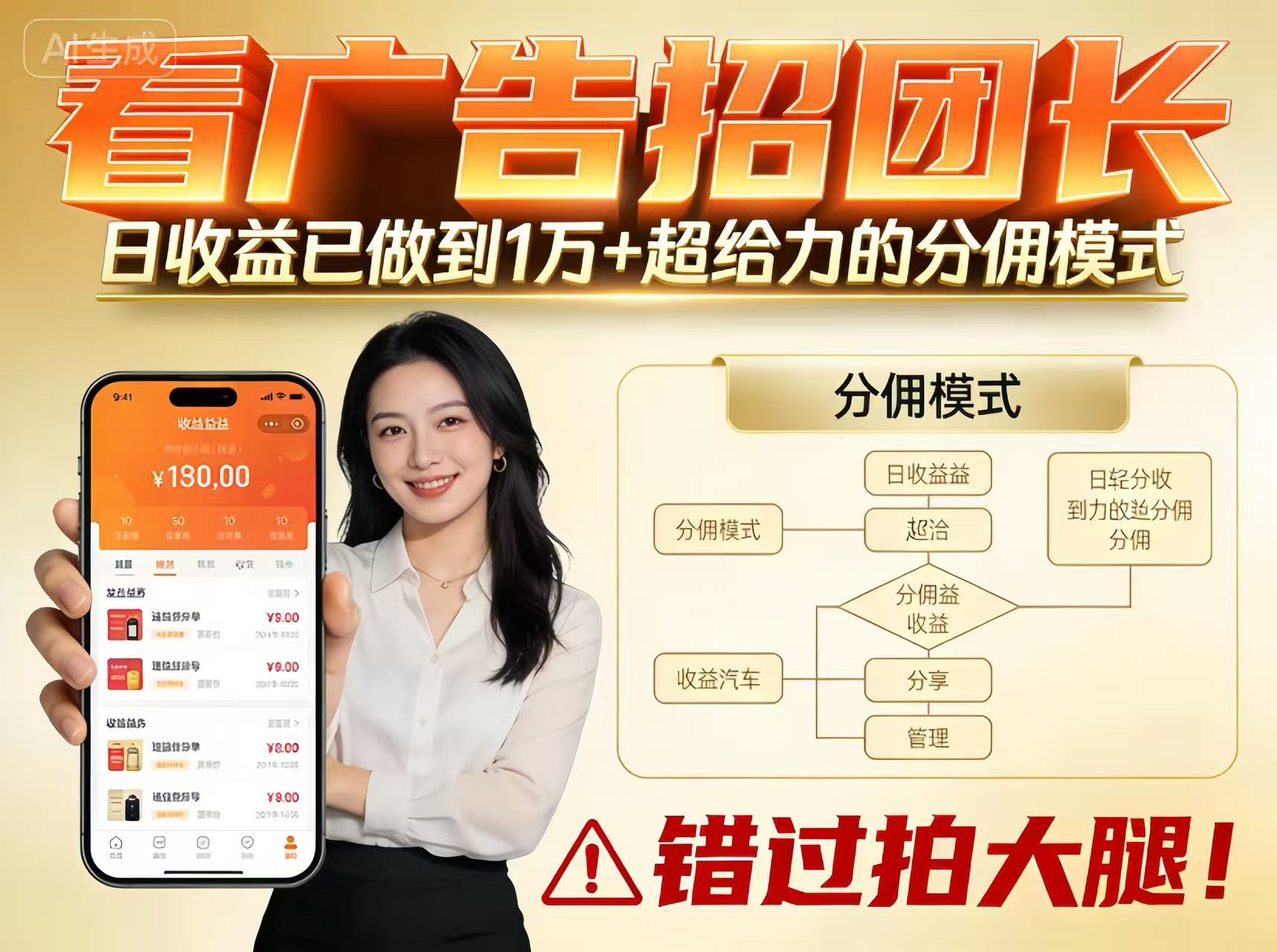 看广告招团长，团队收益已做到日入1万，分佣模式超给力，错过拍大腿凯哥轻创网-轻创网-创业网-网创项目资源站-副业项目-创业项目-搞钱项目凯哥轻创网