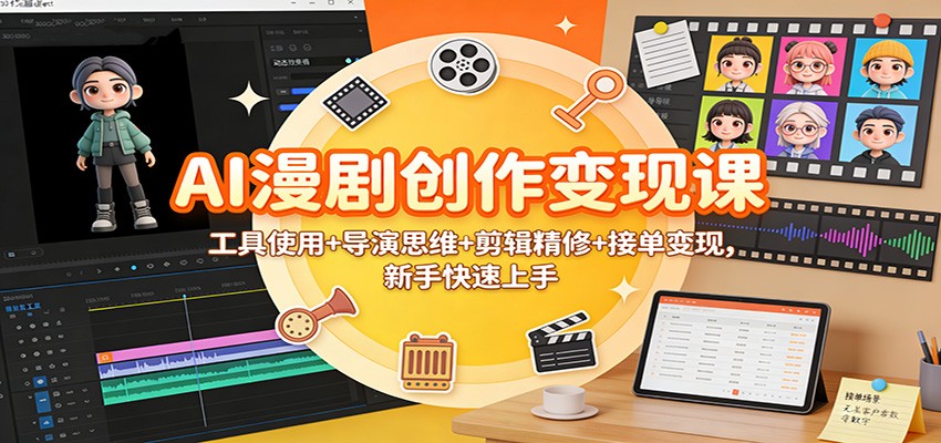 AI漫剧创作变现课：工具使用+导演思维+剪辑精修+接单变现，新手快速上手凯哥轻创网-轻创网-创业网-网创项目资源站-副业项目-创业项目-搞钱项目凯哥轻创网