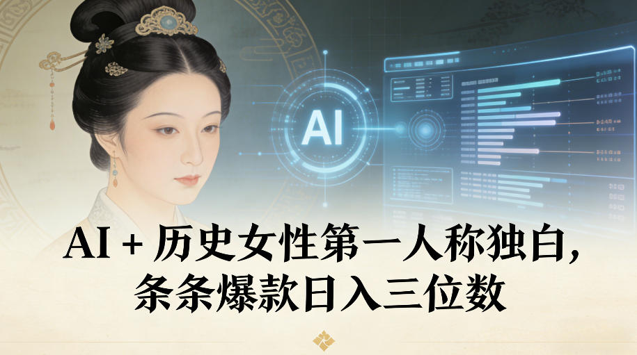 AI+历史女性第一人称独白，条条爆款日入三位数凯哥轻创网-轻创网-创业网-网创项目资源站-副业项目-创业项目-搞钱项目凯哥轻创网