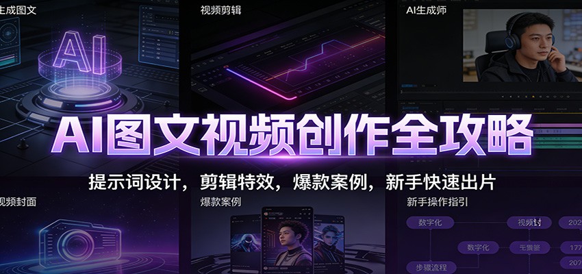 AI图文视频创作全攻略：提示词设计，剪辑特效，爆款案例，新手快速出片凯哥轻创网-轻创网-创业网-网创项目资源站-副业项目-创业项目-搞钱项目凯哥轻创网