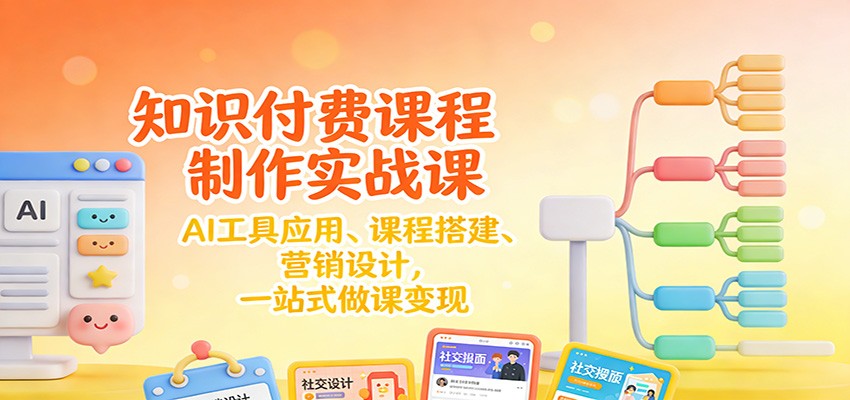 知识付费课程制作实战课：AI工具应用 、课程搭建、营销设计，一站式做课变现凯哥轻创网-轻创网-创业网-网创项目资源站-副业项目-创业项目-搞钱项目凯哥轻创网