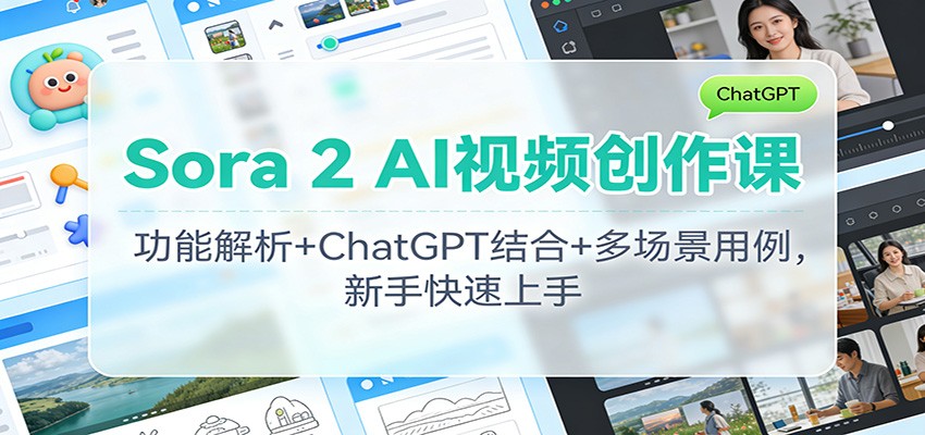 Sora 2 AI视频创作课：功能解析+ChatGPT结合+多场景用例，新手快速上手凯哥轻创网-轻创网-创业网-网创项目资源站-副业项目-创业项目-搞钱项目凯哥轻创网