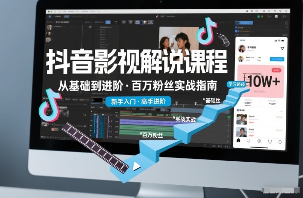 抖音百万粉丝影视解说课程，基础到进阶课，适合新手和进阶学习凯哥轻创网-轻创网-创业网-网创项目资源站-副业项目-创业项目-搞钱项目凯哥轻创网