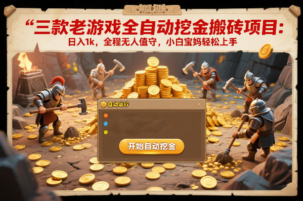 三款老游戏全自动挖金搬砖项目：日入1k，全程无人值守，小白宝妈轻松上手【揭秘】凯哥轻创网-轻创网-创业网-网创项目资源站-副业项目-创业项目-搞钱项目凯哥轻创网