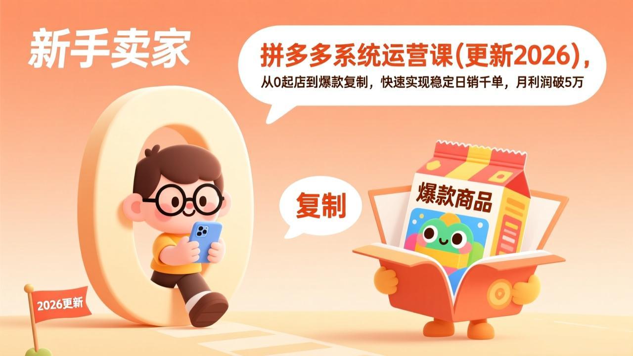 (17202期)拼多多系统运营课(更新2026),从0起店到爆款复制,快速实现稳定日销千单,月利润破5万凯哥轻创网-轻创网-创业网-网创项目资源站-副业项目-创业项目-搞钱项目凯哥轻创网