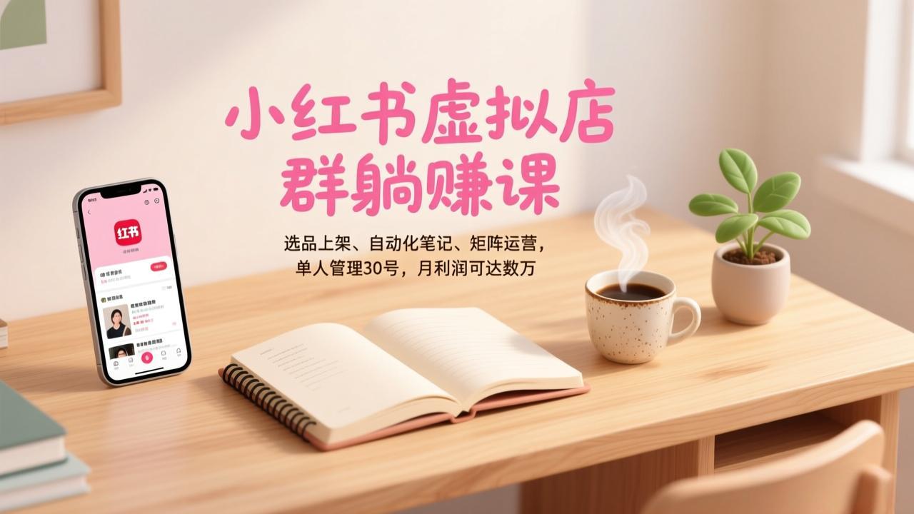 （17072期）小红书虚拟店群躺赚课，选品上架、自动化笔记、矩阵运营，单人管理30号，月利润可达数万凯哥轻创网-轻创网-创业网-网创项目资源站-副业项目-创业项目-搞钱项目凯哥轻创网
