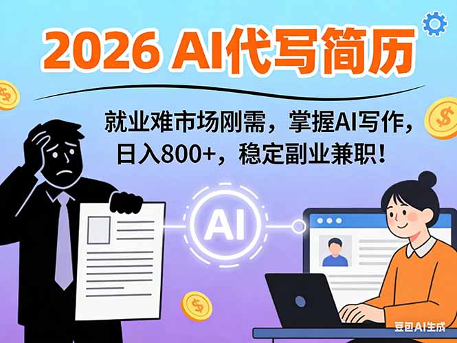 （17119期）AI代写简历，超暴利，用万能模板月入1-3万实战教程，2026年市场刚需！凯哥轻创网-轻创网-创业网-网创项目资源站-副业项目-创业项目-搞钱项目凯哥轻创网