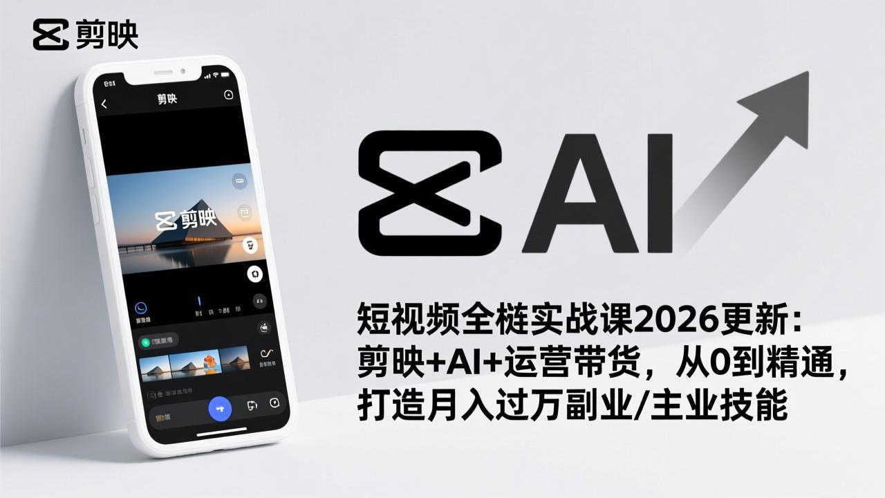 （17231期）短视频全栈实战课2026更新：剪映+AI+运营带货，从0到精通，打造月入过万副业/主业技能凯哥轻创网-轻创网-创业网-网创项目资源站-副业项目-创业项目-搞钱项目凯哥轻创网