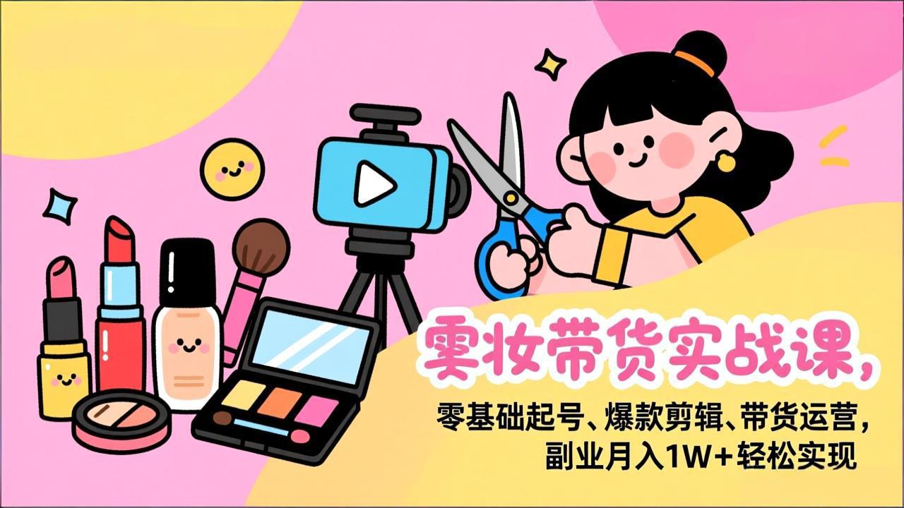 （17189期）美妆带货实战课，零基础起号、爆款剪辑、带货运营，副业月入1W+轻松实现凯哥轻创网-轻创网-创业网-网创项目资源站-副业项目-创业项目-搞钱项目凯哥轻创网