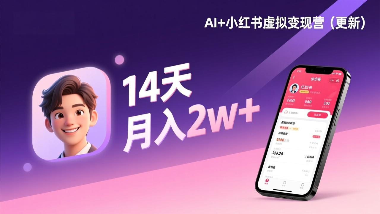 （17275期）AI+小红书虚拟变现营（更新），14天掌握选品、笔记、成交，打造自动化月入2w+事业凯哥轻创网-轻创网-创业网-网创项目资源站-副业项目-创业项目-搞钱项目凯哥轻创网