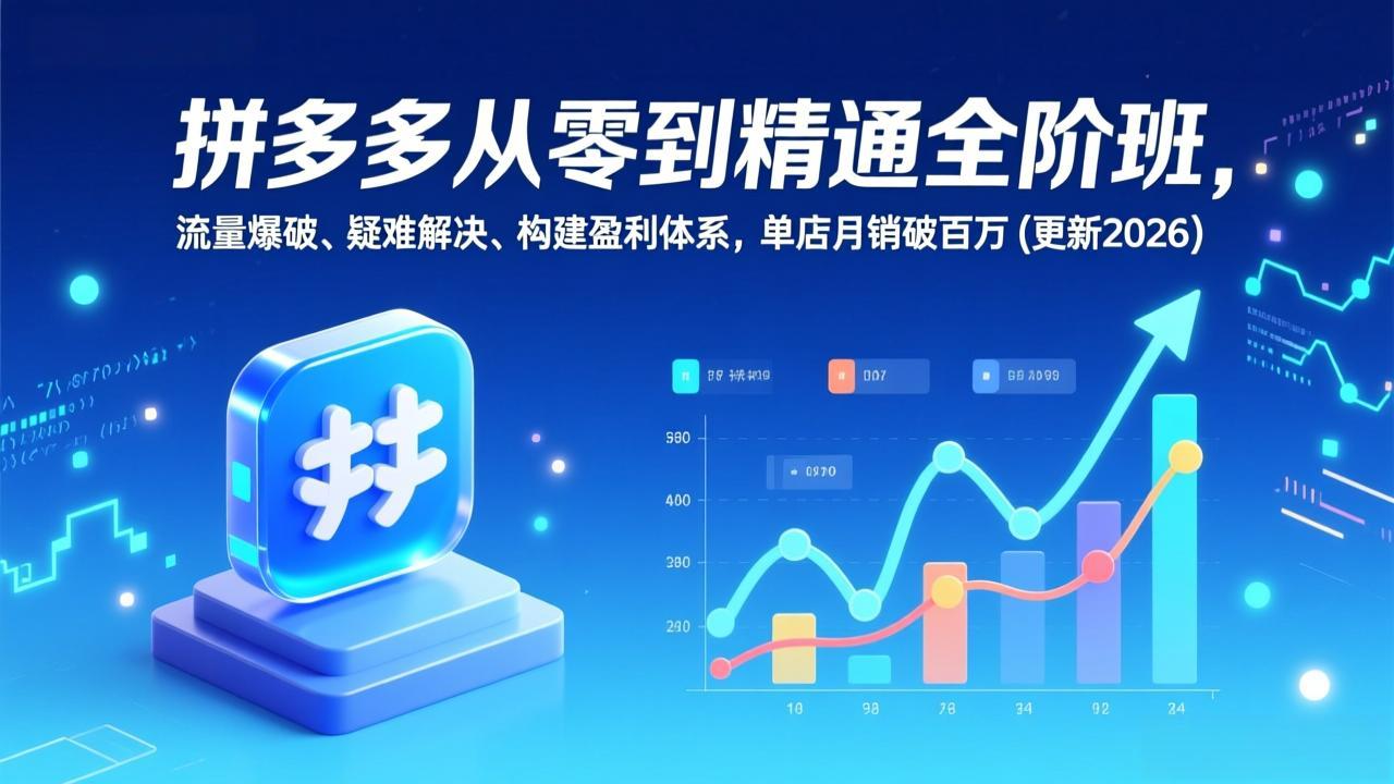 （17148期）拼多多从零到精通全阶班，流量爆破、疑难解决，构建盈利体系，单店月销破百万(更新2026)凯哥轻创网-轻创网-创业网-网创项目资源站-副业项目-创业项目-搞钱项目凯哥轻创网