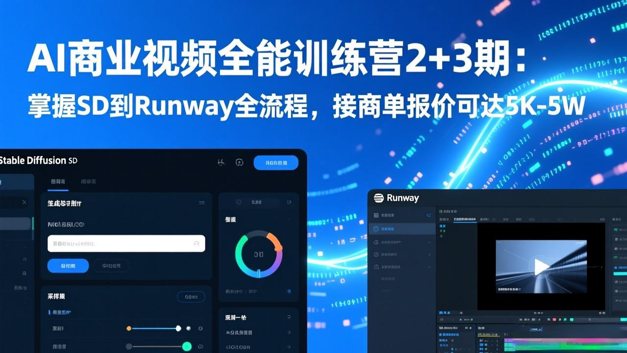 (17235期)AI商业视频全能训练营2+3期:掌握SD到Runway全流程,接商单报价可达5K-5W凯哥轻创网-轻创网-创业网-网创项目资源站-副业项目-创业项目-搞钱项目凯哥轻创网