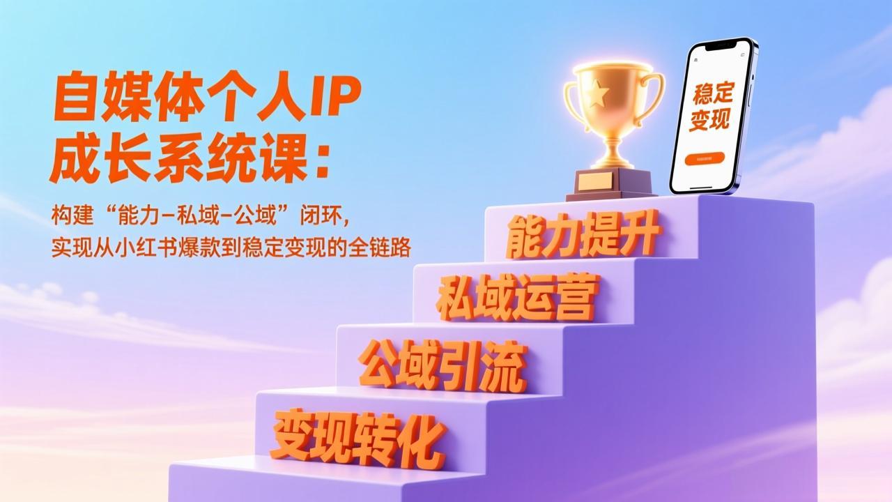 (17192期)自媒体个人IP成长系统课:构建“能力-私域-公域”闭环,实现从小红书爆款到稳定变现的全链路凯哥轻创网-轻创网-创业网-网创项目资源站-副业项目-创业项目-搞钱项目凯哥轻创网