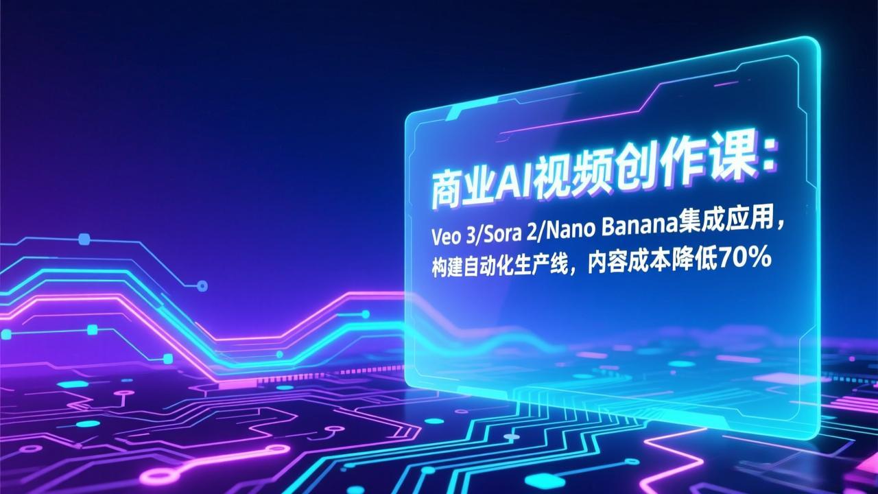（17070期）商业AI视频创作课：Veo 3/Sora 2/Nano Banana集成应用，构建自动化生产线，内容成本降低70%凯哥轻创网-轻创网-创业网-网创项目资源站-副业项目-创业项目-搞钱项目凯哥轻创网