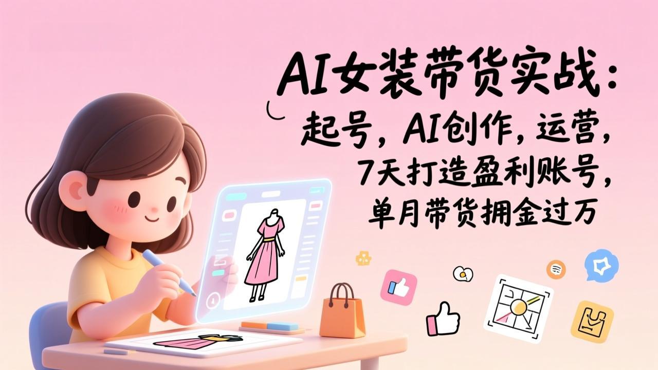 （17088期）AI女装带货实战：起号，AI创作，运营，7天打造盈利账号，单月带货佣金过万凯哥轻创网-轻创网-创业网-网创项目资源站-副业项目-创业项目-搞钱项目凯哥轻创网