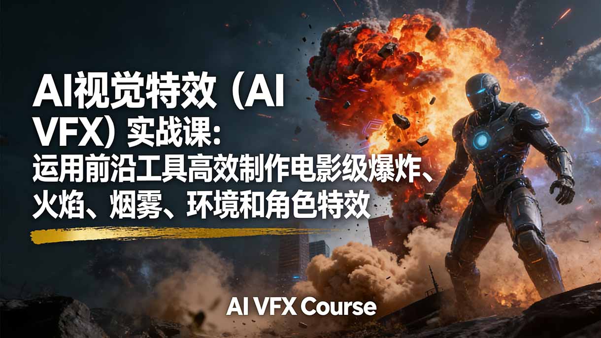 （17212期）AI视觉特效（AI VFX）实战课：运用前沿工具高效制作电影级爆炸、火焰、烟雾、环境和角色特效凯哥轻创网-轻创网-创业网-网创项目资源站-副业项目-创业项目-搞钱项目凯哥轻创网