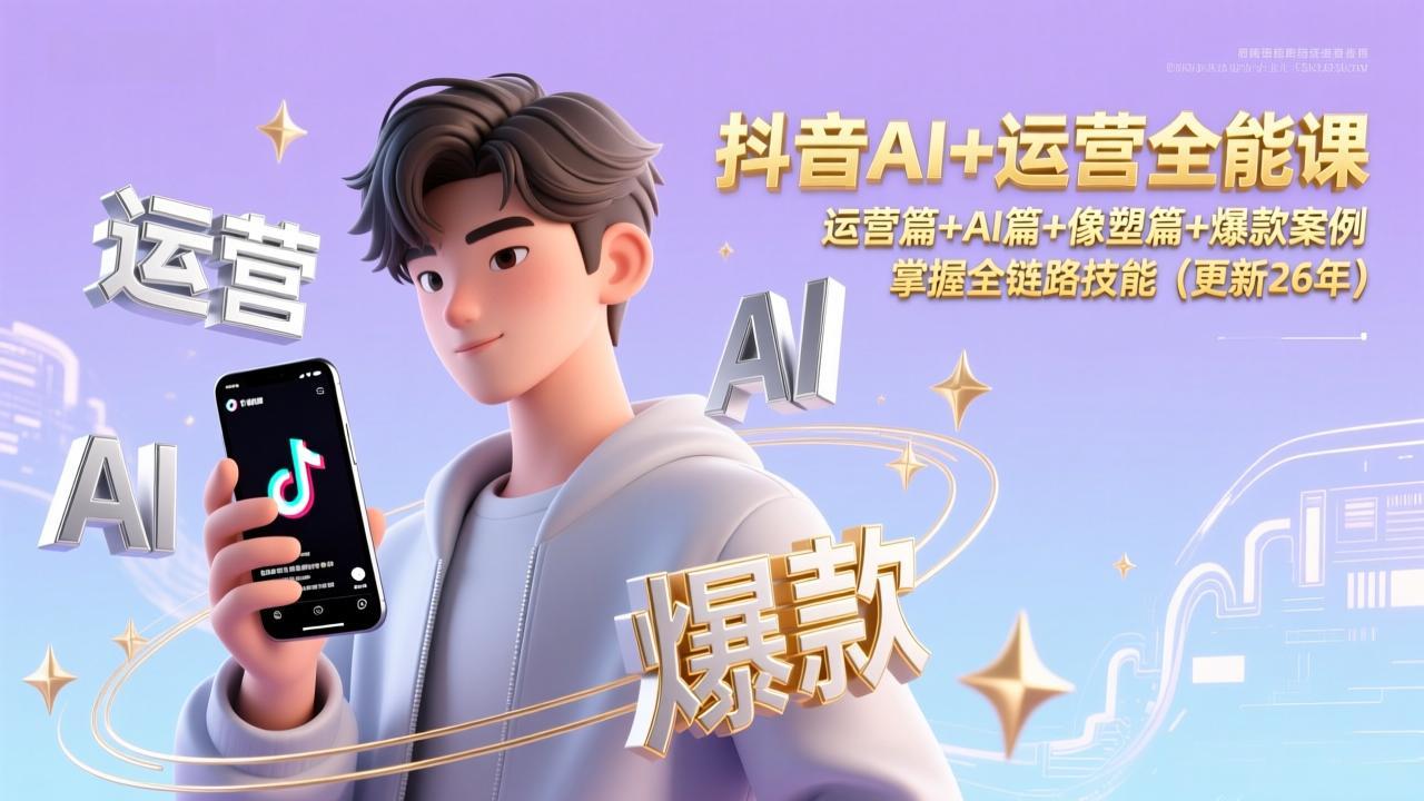 （17078期）抖音AI+运营全能课，运营篇+AI篇+像塑篇+爆款案例，掌握全链路技能（更新26年）凯哥轻创网-轻创网-创业网-网创项目资源站-副业项目-创业项目-搞钱项目凯哥轻创网