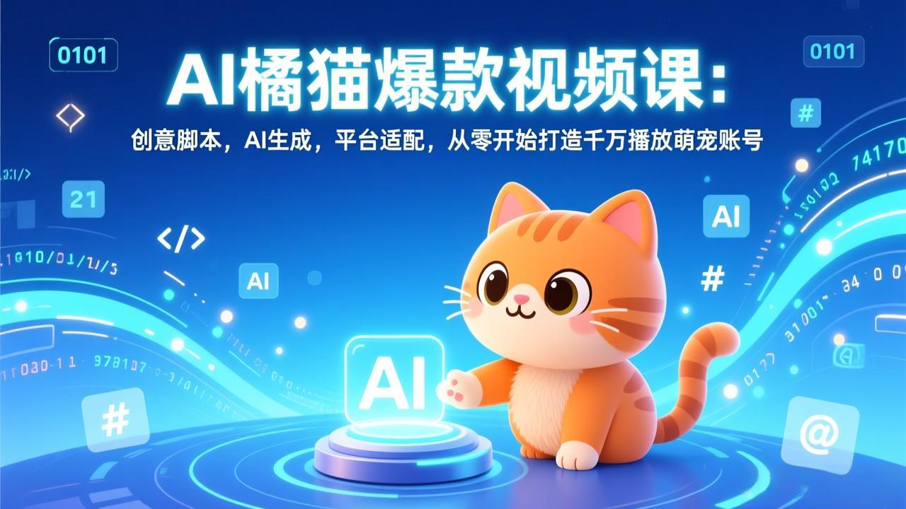 （17091期）AI橘猫爆款视频课：创意脚本，AI生成，平台适配，从零开始打造千万播放萌宠账号凯哥轻创网-轻创网-创业网-网创项目资源站-副业项目-创业项目-搞钱项目凯哥轻创网