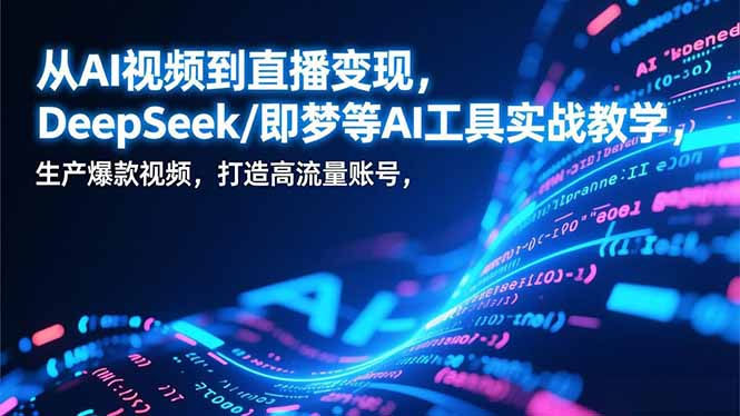 （17001期）从AI视频到直播变现，DeepSeek/即梦等AI工具实战教学，生产爆款视频，打造高流量账号凯哥轻创网-轻创网-创业网-网创项目资源站-副业项目-创业项目-搞钱项目凯哥轻创网