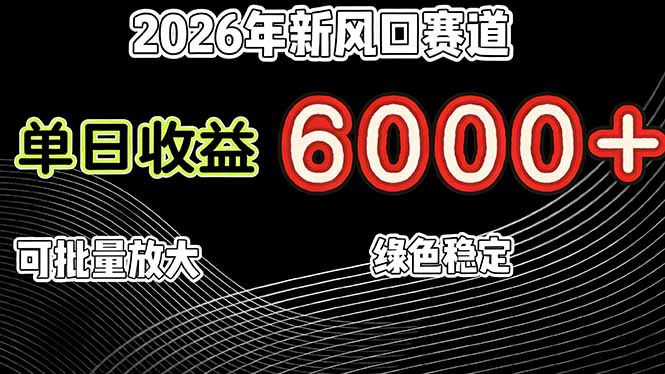 （17135期）2026年新风口赛道，当日6000+以上，可批量放大，月收入20万+，长期绿色稳定的项目凯哥轻创网-轻创网-创业网-网创项目资源站-副业项目-创业项目-搞钱项目凯哥轻创网