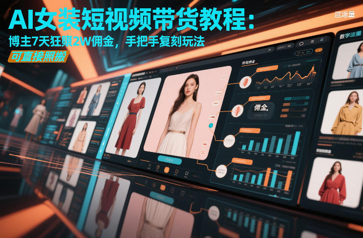 AI女装短视频带货教程：博主7天狂賺2W佣金，手把手复刻玩法，可直接照搬凯哥轻创网-轻创网-创业网-网创项目资源站-副业项目-创业项目-搞钱项目凯哥轻创网