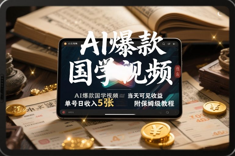 AI爆款国学视频，独家起号方法，小白直接上手，当天可见收益，单号日收入5张+附保姆级教程凯哥轻创网-轻创网-创业网-网创项目资源站-副业项目-创业项目-搞钱项目凯哥轻创网