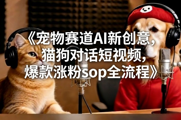 宠物赛道AI新创意，猫狗对话短视频，爆款涨粉sop全流程凯哥轻创网-轻创网-创业网-网创项目资源站-副业项目-创业项目-搞钱项目凯哥轻创网