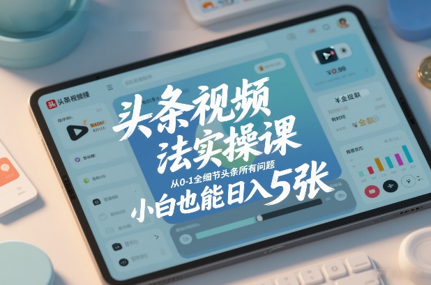 头条视频玩法实操课，从0-1全细节头条所有问题，小白也能日入5张凯哥轻创网-轻创网-创业网-网创项目资源站-副业项目-创业项目-搞钱项目凯哥轻创网