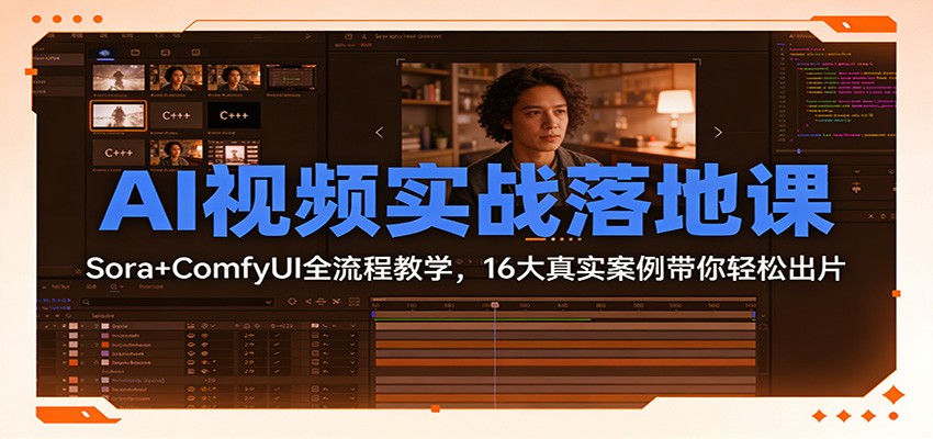 AI视频实战落地课：Sora+ComfyUI全流程教学，16大真实案例带你轻松出片凯哥轻创网-轻创网-创业网-网创项目资源站-副业项目-创业项目-搞钱项目凯哥轻创网