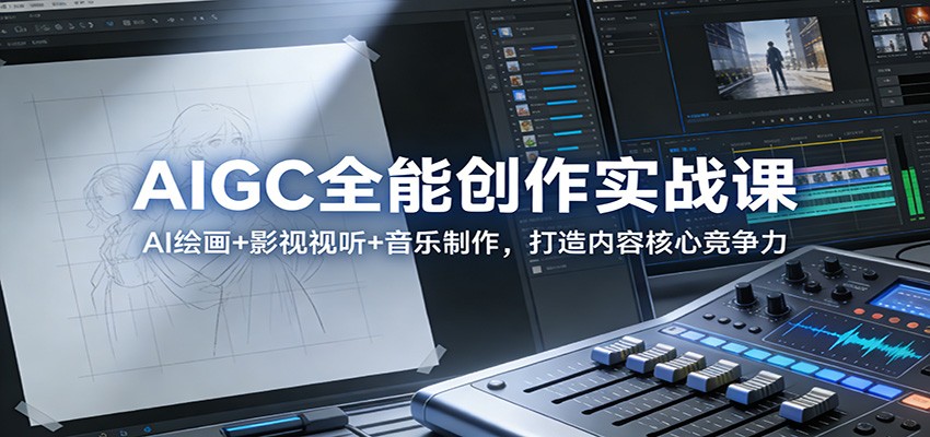 AIGC全能创作实战课:AI绘画+影视视听+音乐制作,打造内容核心竞争力凯哥轻创网-轻创网-创业网-网创项目资源站-副业项目-创业项目-搞钱项目凯哥轻创网