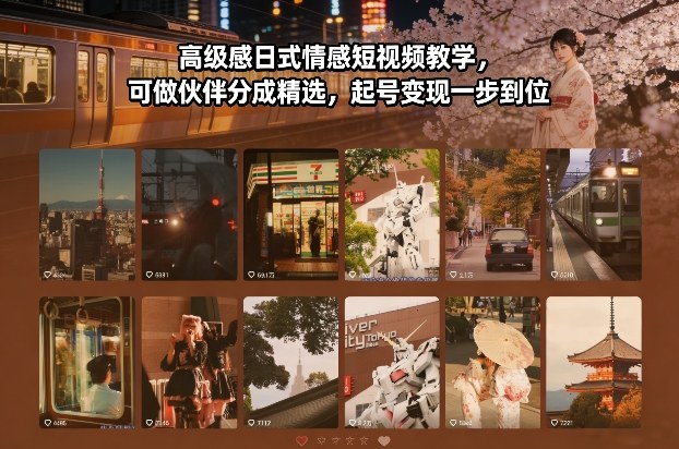 高级感日式情感短视频教学，可做伙伴分成精选，起号变现一步到位凯哥轻创网-轻创网-创业网-网创项目资源站-副业项目-创业项目-搞钱项目凯哥轻创网