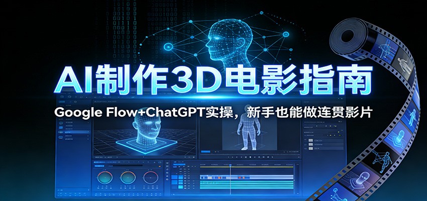 AI制作3D电影指南：Google Flow+ChatGPT实操，新手也能做连贯影片凯哥轻创网-轻创网-创业网-网创项目资源站-副业项目-创业项目-搞钱项目凯哥轻创网