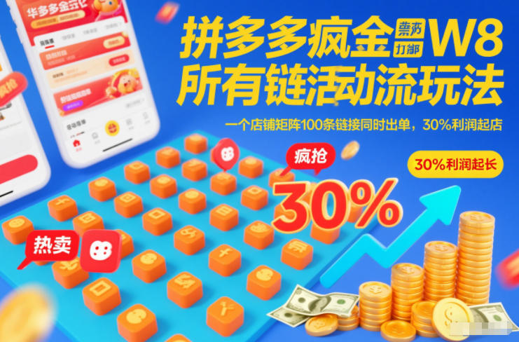 拼多多疯狂活动流玩法,所有链接全部打标,一个店铺矩阵100条链接同时出单,30%利润起店凯哥轻创网-轻创网-创业网-网创项目资源站-副业项目-创业项目-搞钱项目凯哥轻创网