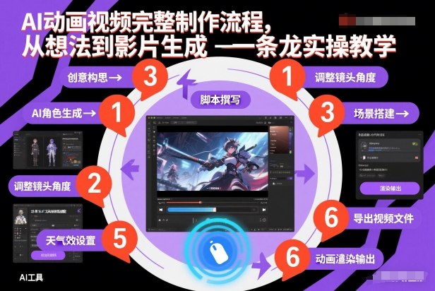 AI动画视频完整制作流程，从想法到影片生成一条龙实操教学凯哥轻创网-轻创网-创业网-网创项目资源站-副业项目-创业项目-搞钱项目凯哥轻创网