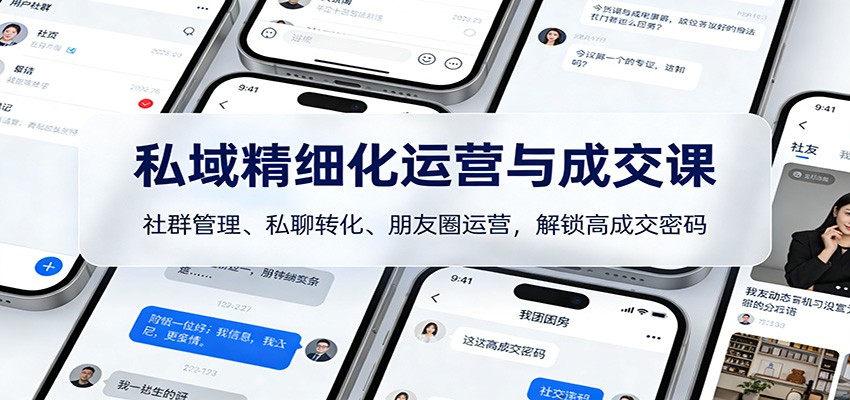 私域精细化运营与成交课：社群管理、私聊转化、朋友圈运营，解锁高成交密码凯哥轻创网-轻创网-创业网-网创项目资源站-副业项目-创业项目-搞钱项目凯哥轻创网