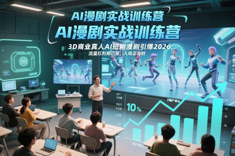 AI漫剧实战训练营,3D商业真人AI短剧漫剧引爆2026,流量红利期已至,入场正当时凯哥轻创网-轻创网-创业网-网创项目资源站-副业项目-创业项目-搞钱项目凯哥轻创网