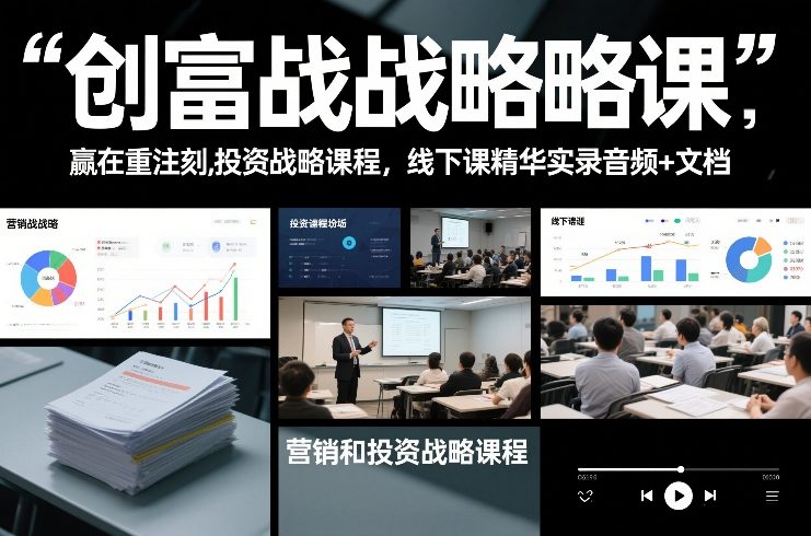 创富战略课，赢在重注时刻，营销和投资战略课程，线下课精华实录音频+文档凯哥轻创网-轻创网-创业网-网创项目资源站-副业项目-创业项目-搞钱项目凯哥轻创网