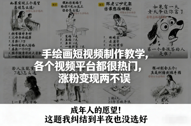 手绘画短视频制作教学，各个视频平台都很热门，涨粉变现两不误凯哥轻创网-轻创网-创业网-网创项目资源站-副业项目-创业项目-搞钱项目凯哥轻创网