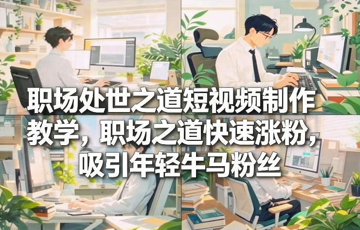 职场处世之道短视频制作教学，职场之道快速涨粉，吸引年轻牛马粉丝凯哥轻创网-轻创网-创业网-网创项目资源站-副业项目-创业项目-搞钱项目凯哥轻创网