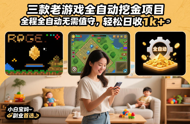 三款老游戏全自动挖金项目，全程全自动无需值守，轻松日收1k+，小白宝妈副业首选【揭秘】凯哥轻创网-轻创网-创业网-网创项目资源站-副业项目-创业项目-搞钱项目凯哥轻创网