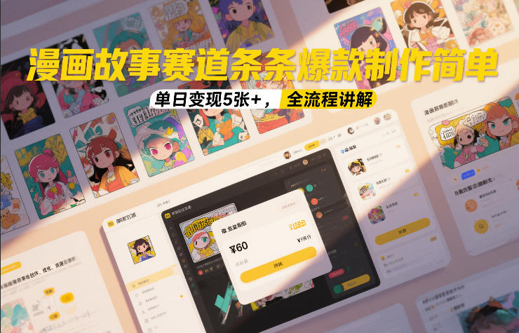 漫画故事赛道条条爆款制作简单，单日变现5张+，全流程讲解凯哥轻创网-轻创网-创业网-网创项目资源站-副业项目-创业项目-搞钱项目凯哥轻创网