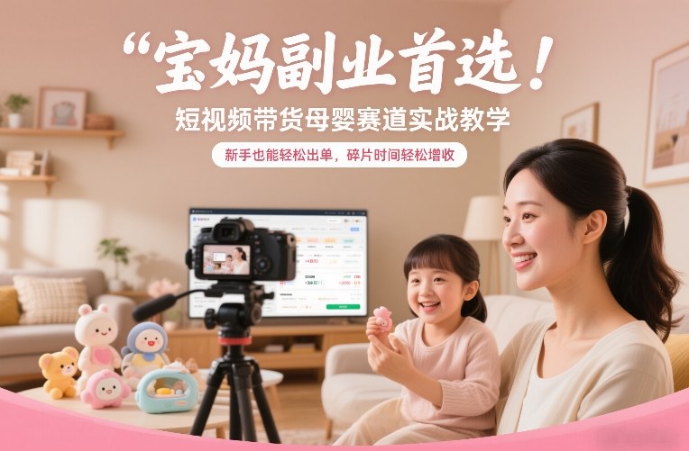 宝妈副业首选!短视频带货母婴赛道实战教学,新手也能轻松出单,碎片时间轻松增收凯哥轻创网-轻创网-创业网-网创项目资源站-副业项目-创业项目-搞钱项目凯哥轻创网