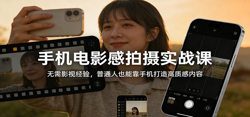 手机电影感拍摄实战课:无需影视经验,普通人也能靠手机打造高质感内容凯哥轻创网-轻创网-创业网-网创项目资源站-副业项目-创业项目-搞钱项目凯哥轻创网