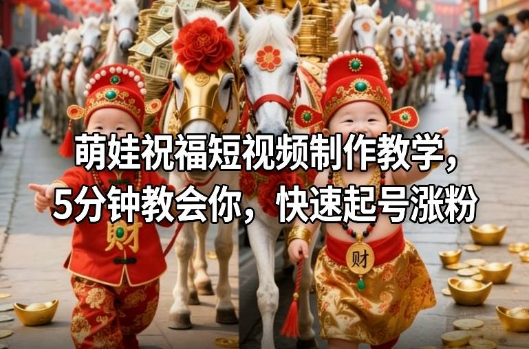 萌娃祝福短视频制作教学，5分钟教会你，快速起号涨粉凯哥轻创网-轻创网-创业网-网创项目资源站-副业项目-创业项目-搞钱项目凯哥轻创网