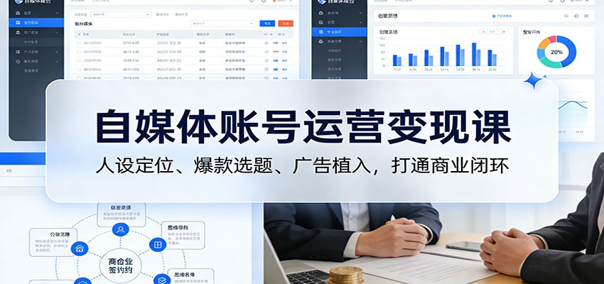 自媒体账号运营变现课：人设定位、爆款选题、广告植入，打通商业闭环凯哥轻创网-轻创网-创业网-网创项目资源站-副业项目-创业项目-搞钱项目凯哥轻创网