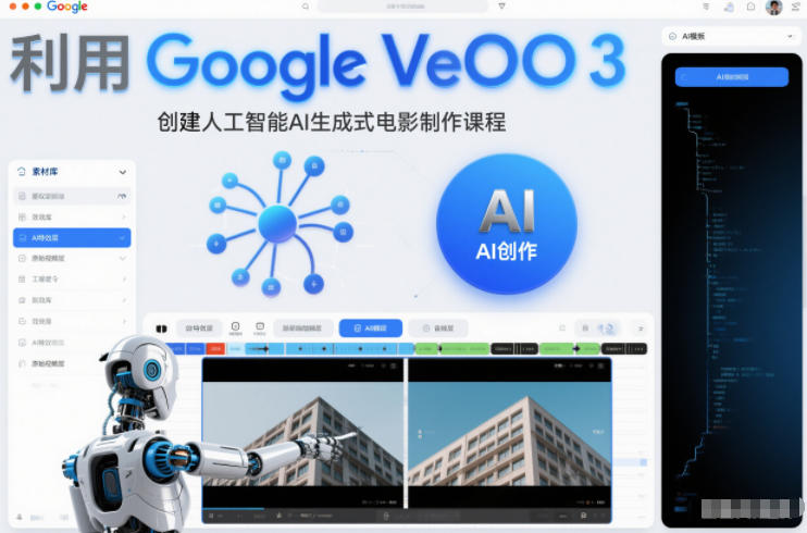 利l用Google Veo 3创建人工智能AI生成式电影制作课程，使用人工智能的力量创建令人惊叹的视频凯哥轻创网-轻创网-创业网-网创项目资源站-副业项目-创业项目-搞钱项目凯哥轻创网