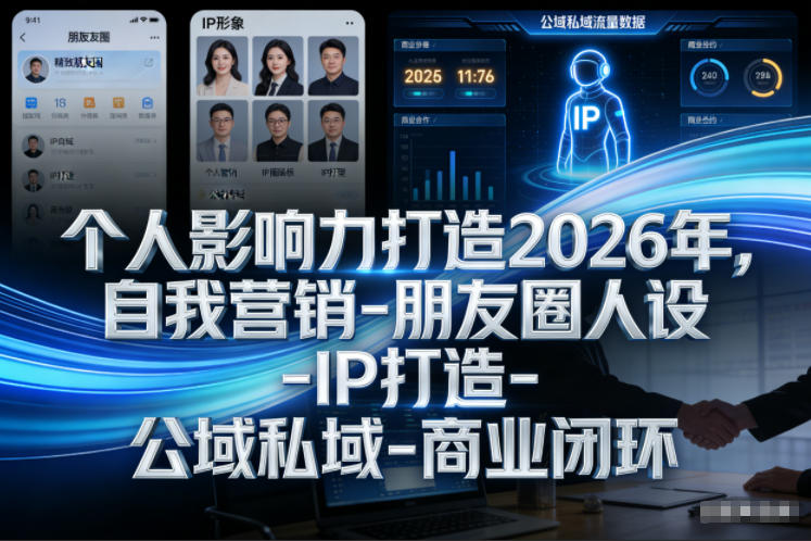 个人影响力打造2026年，自我营销-朋友圈人设-IP打造-公域私域-商业闭环凯哥轻创网-轻创网-创业网-网创项目资源站-副业项目-创业项目-搞钱项目凯哥轻创网