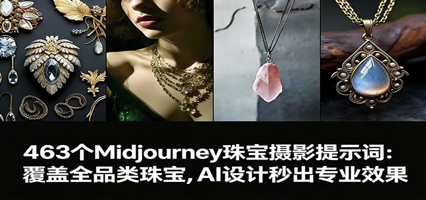463个Midjourney珠宝摄影提示词:覆盖全品类珠宝,AI设计秒出专业效果凯哥轻创网-轻创网-创业网-网创项目资源站-副业项目-创业项目-搞钱项目凯哥轻创网
