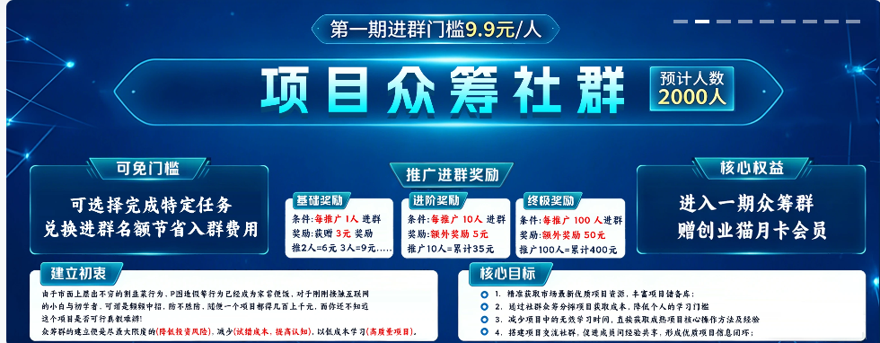 项目众筹社群(第一期)凯哥轻创网-轻创网-创业网-网创项目资源站-副业项目-创业项目-搞钱项目凯哥轻创网